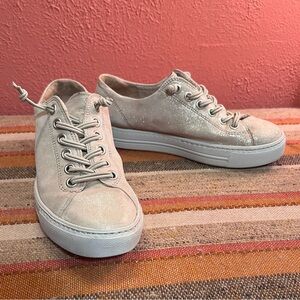 Paul Green Hadley Womens Size 7 Platform Sneaker Shoes 4.5 UK Mineral Metallic